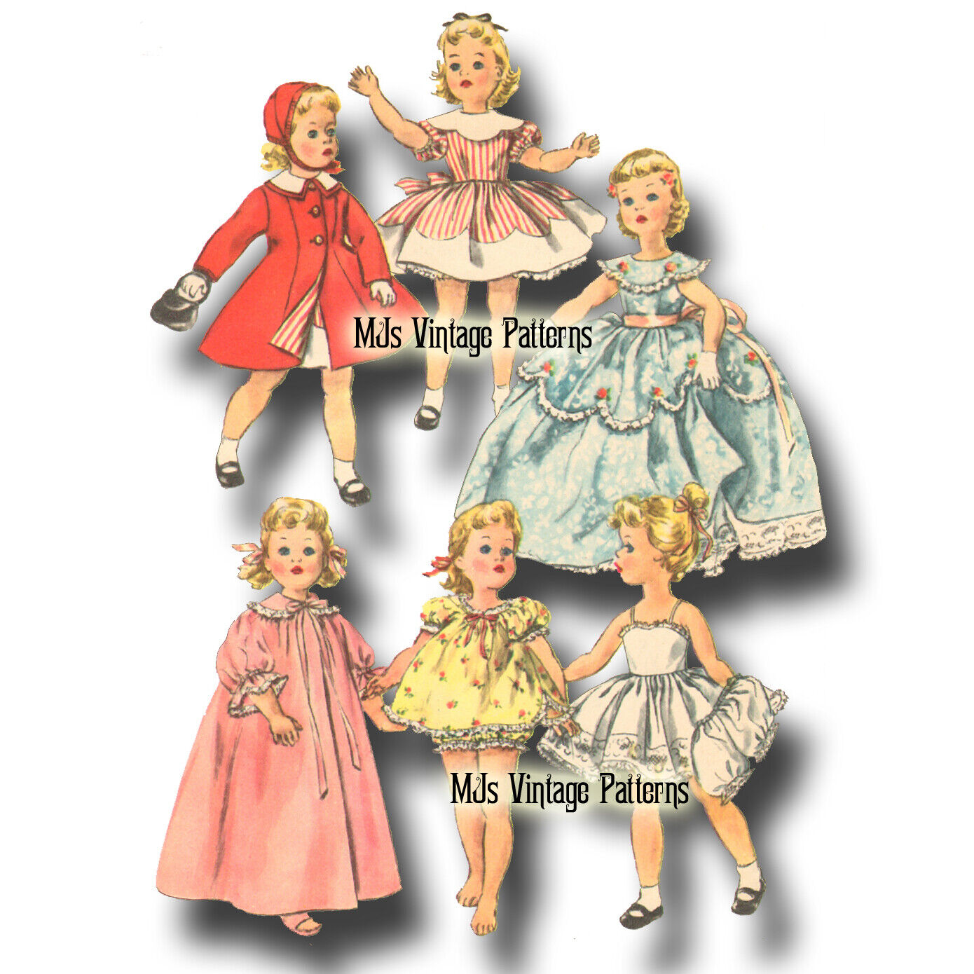 Doll Clothes Vtg 50s Pattern ~ Dress for 15\