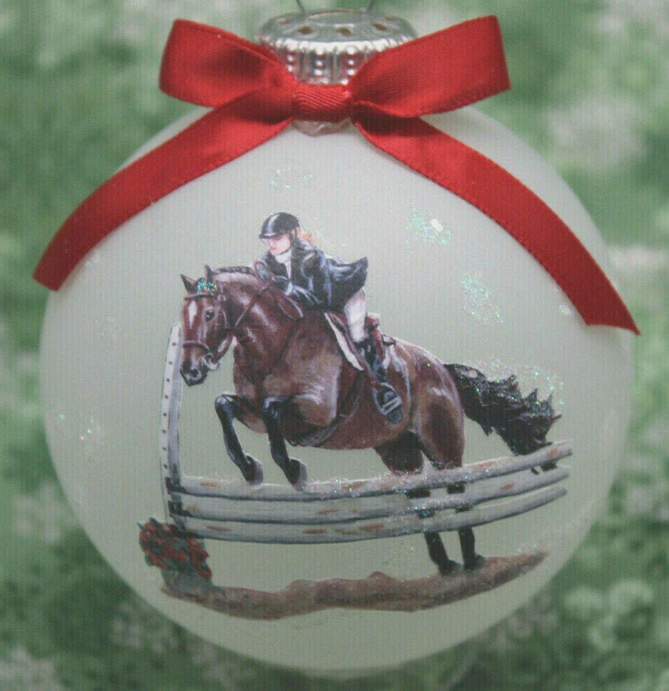 H050 Hand-made Christmas Ornament HORSE- Bay show hunter jumper 