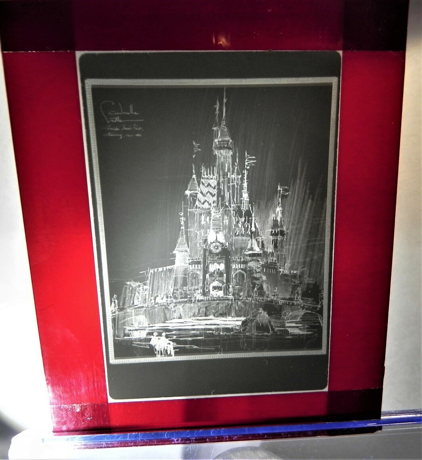 KG4x5 Disneyland Cinderella Castle Florida Park Herb Ryman Transparency Disney 