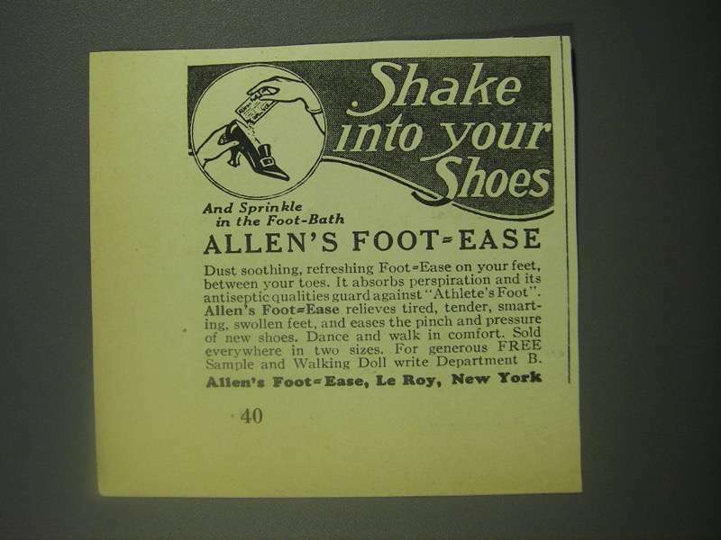 1939 Allen\'s Foot-Ease Ad - Shake Into Your Shoes