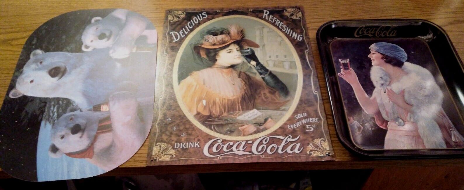Coca Cola  Serving Tray ,&12\'\'X15 DRINK COCA COLA 5 CENT SIGN,&POLER BEAR SIGN