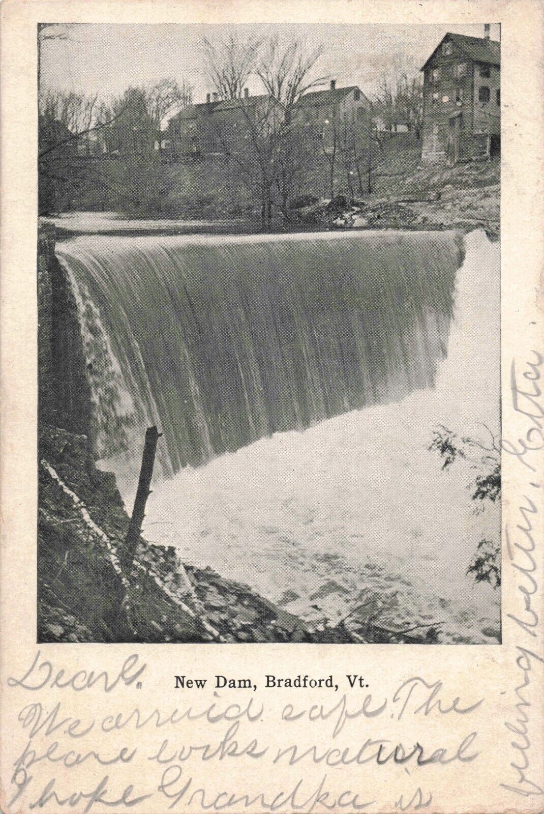 New Dam Bradford VT Vermont c.1909 Postcard A421