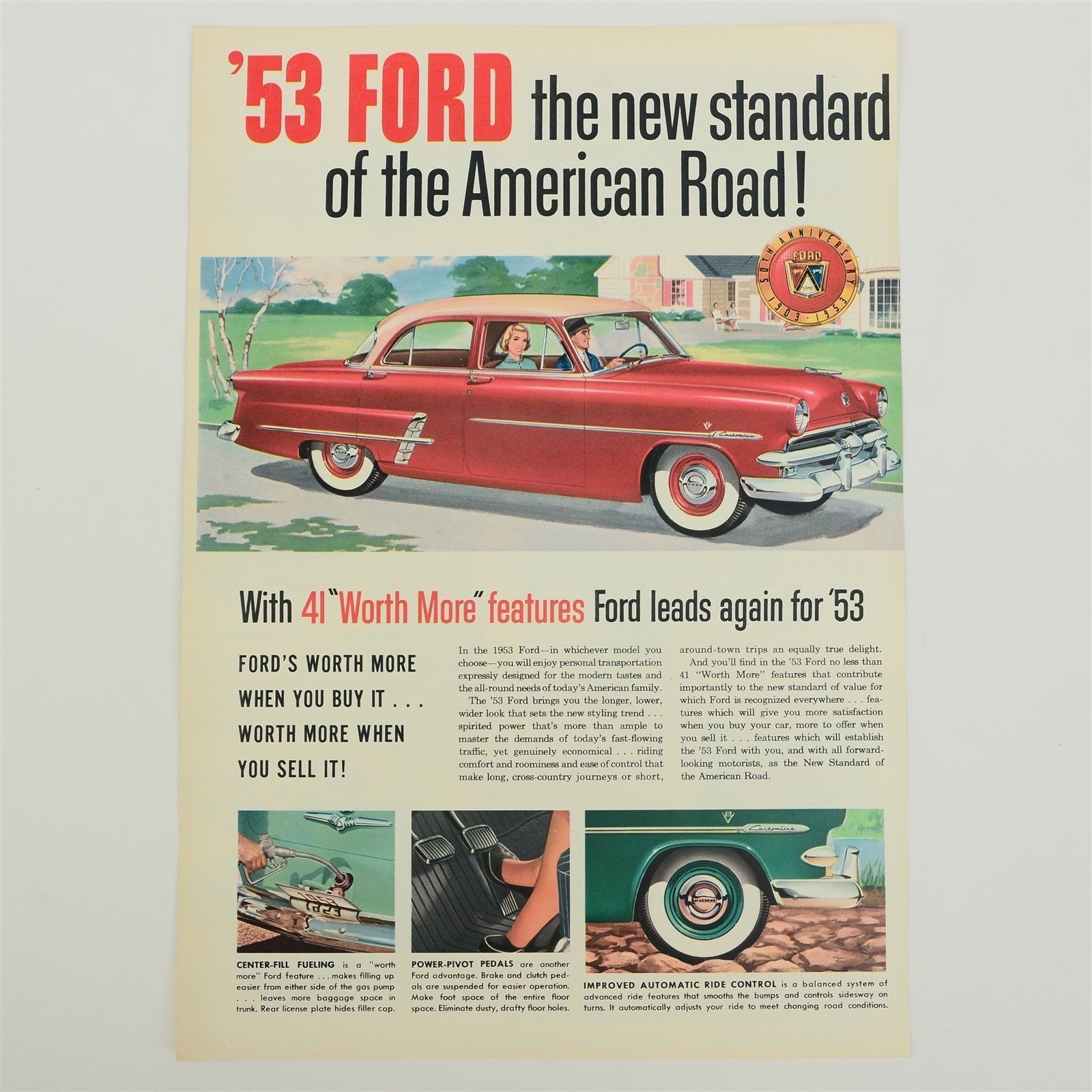 Original OE Not Folded 1953 53 Ford Sales Brochure Mainline Customline Crestline