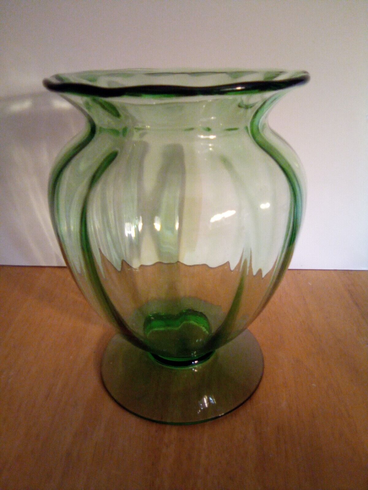 Rare 7.25 Green Glass Vase On Round Base Replacements
