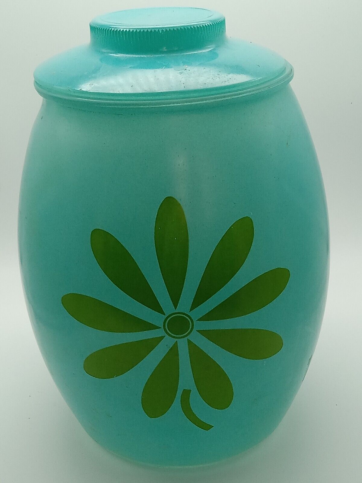 Bartlett Collins Turquoise/Green Daisy Floer Cookie Jar 1960s