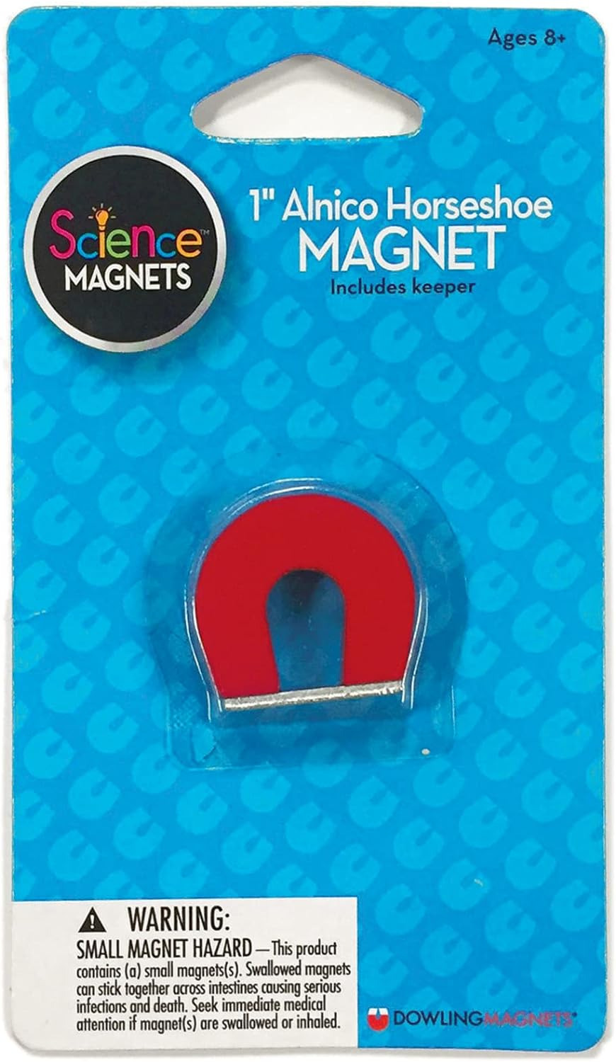 Alnico Horseshoe Magnet (One 1 Inch High Red Small Magnet) and One Keeper. Item 