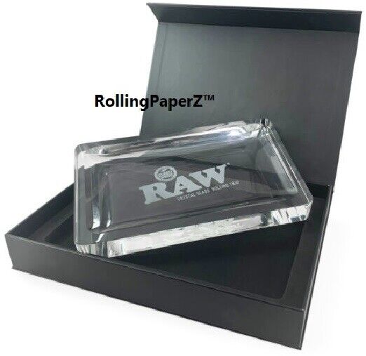 New RAW Rolling Papers CRYSTAL GLASS ROLLING TRAY 6+ LBS LIMITED EDITION 9\