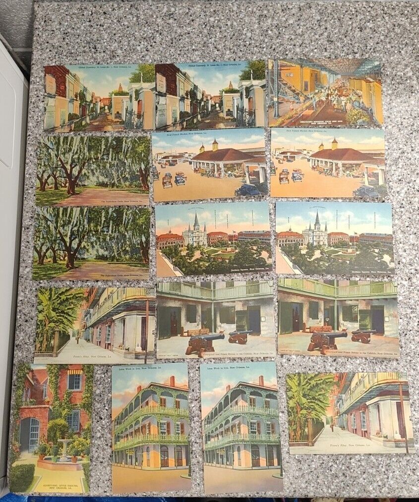 Lot Of 16 Vintage Post Cards New Orleans, LA Great Shape Un-used