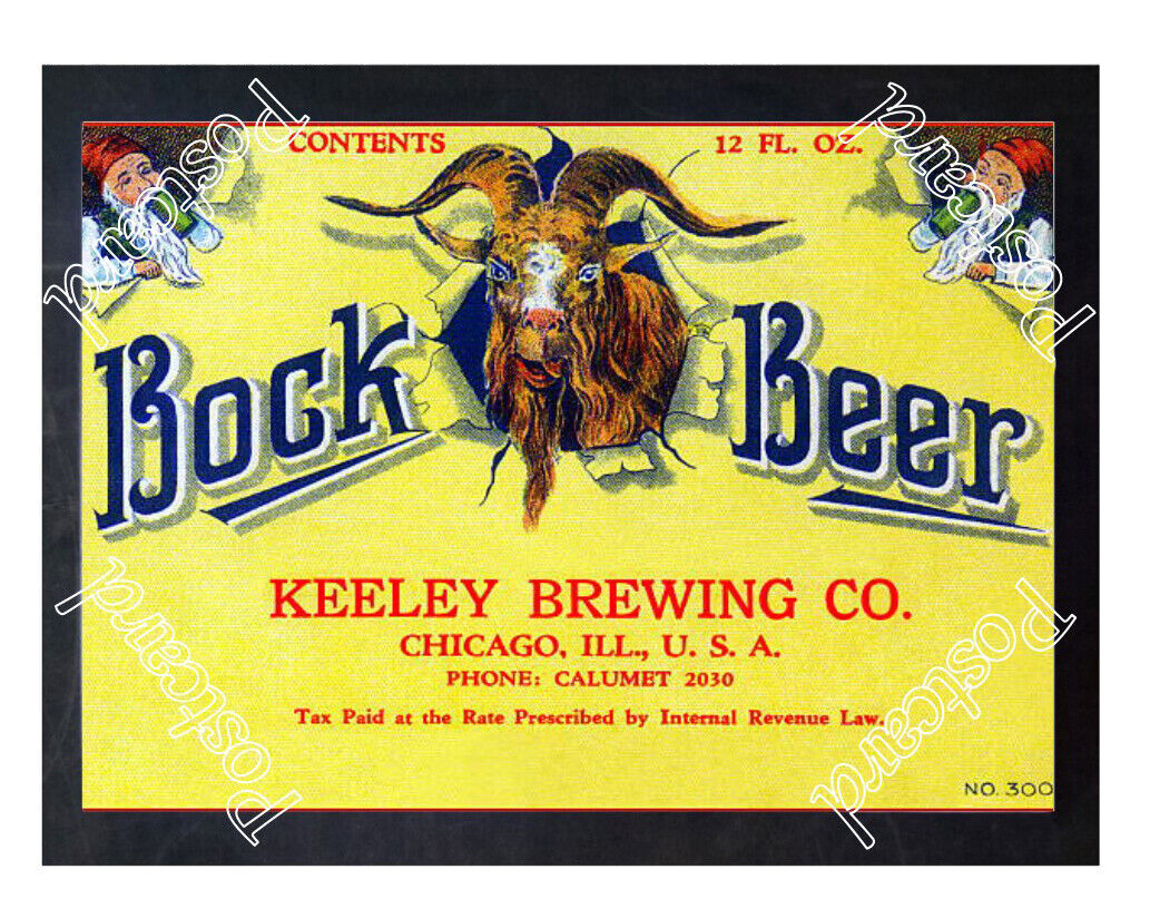 Historic Bock Beer, Keeley Brewing Co, Chicago Illinois Beer Ad Postcard