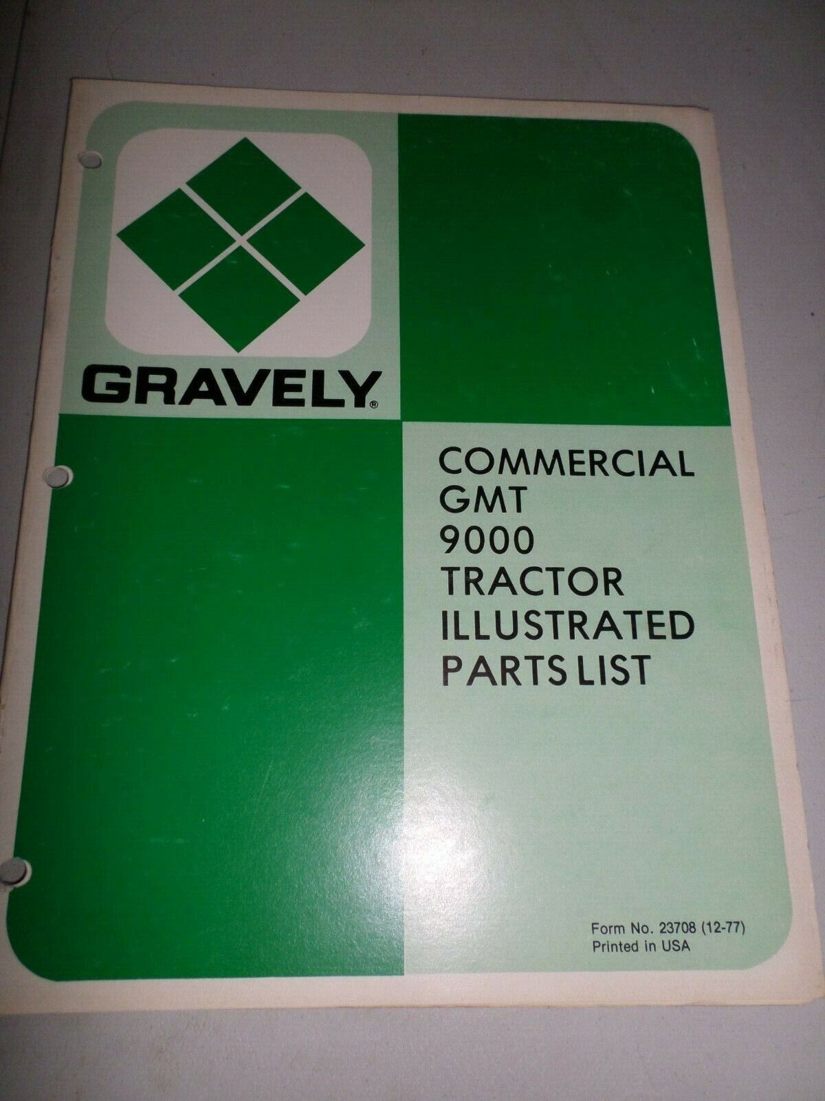 Vintage Original Gravely Commercial GMT 9000 Tractor Parts List Form 23706