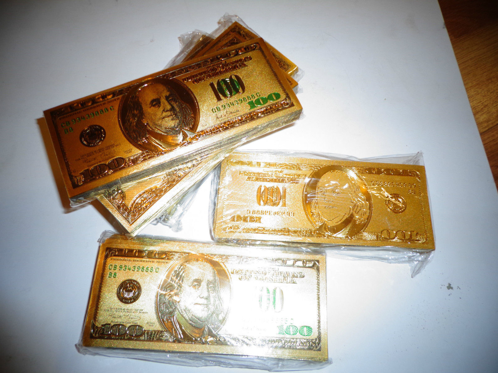 24 k GOLD PLATED $ 100 DOLLAR* GREEN SEAL *USA  BILL-IN RIGID BILL HOLDER