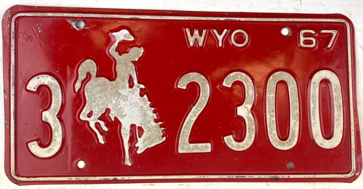 Wyoming 1967 License Plate Vintage Auto Sheridan Co Garage Collector Wall Decor