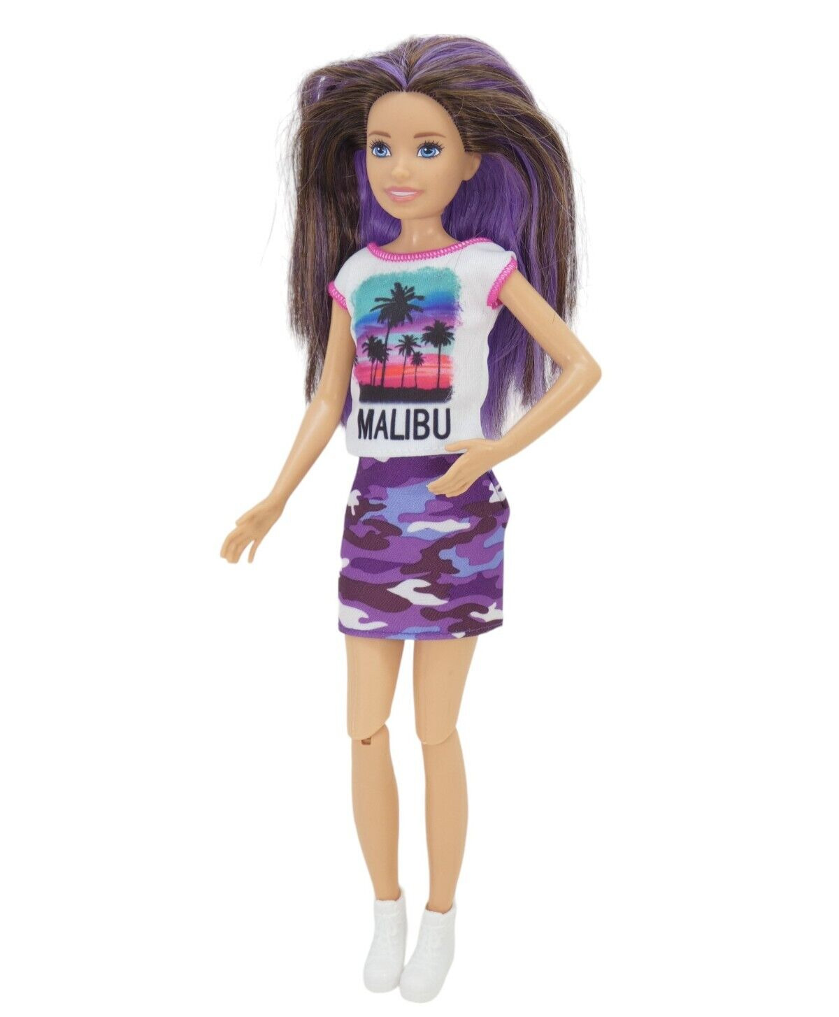 Mattel Barbie Skipper Doll 2016 Malibu Glam Outfit Purple Hair Articulated Legs