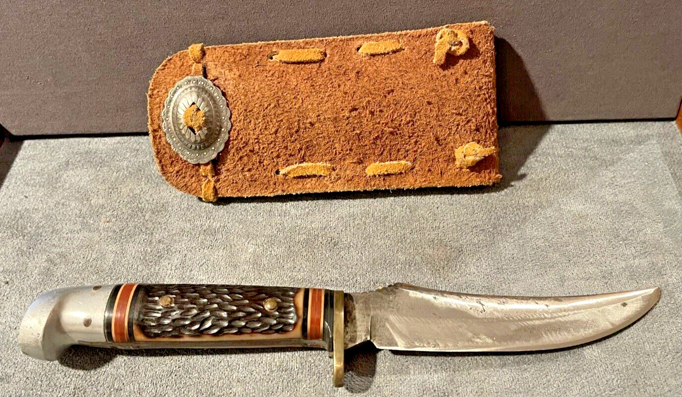 Rarer Early Western Cutlery #479 hunting knife jigged handle--3012.23