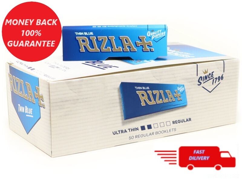 Rizla BLUE Regular Size Thin Cigarette Rolling Papers 20 Booklets 1000 Papers