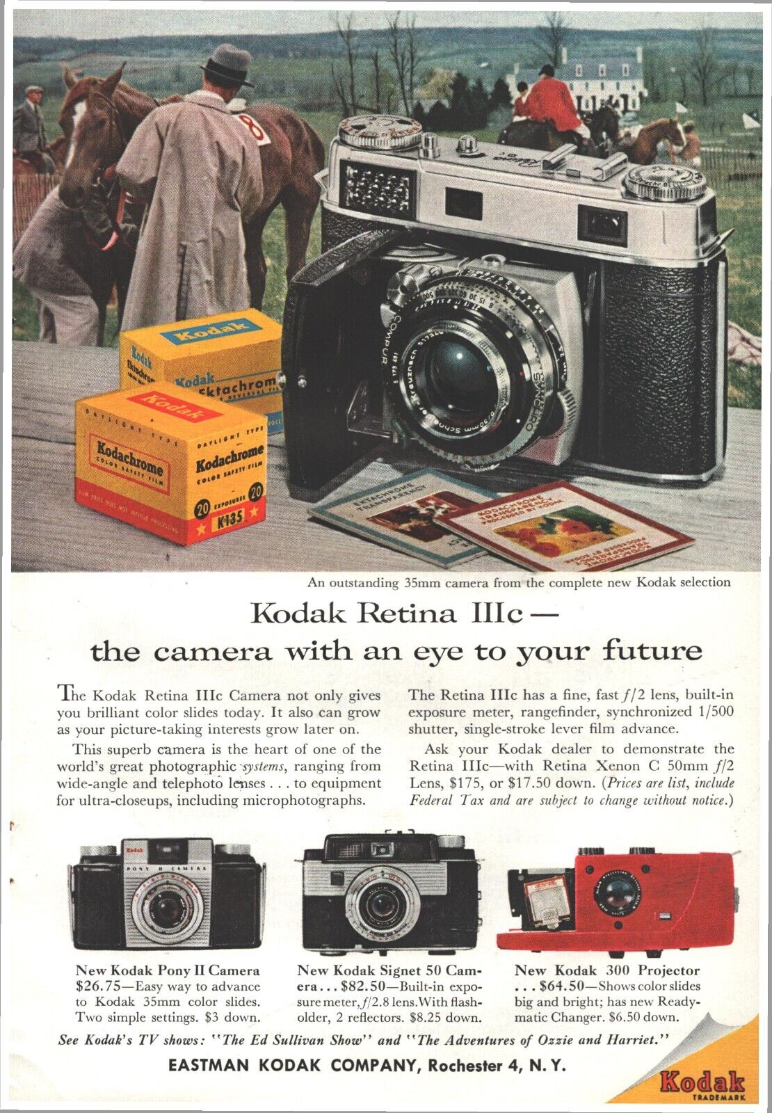 1958 Kodak Camera Retina IIIc 35mm Vintage Original Magazine Print Ad