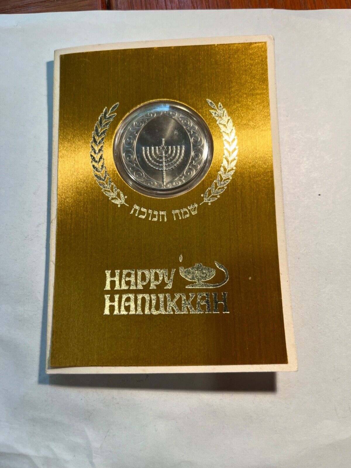 1970 Happy Hanukkah Franklin Mint Medal in greeting card UNC 