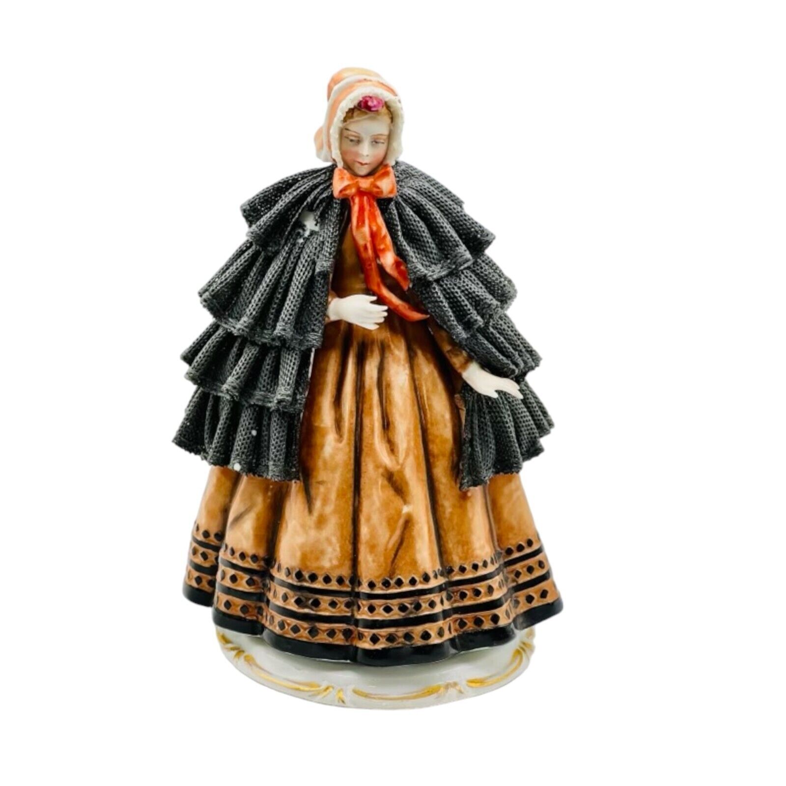 RARE  VTG 1863 Sitzendorf Dresden Lace Figurine GODEY'S FASHIONS AS IS SEE PICS