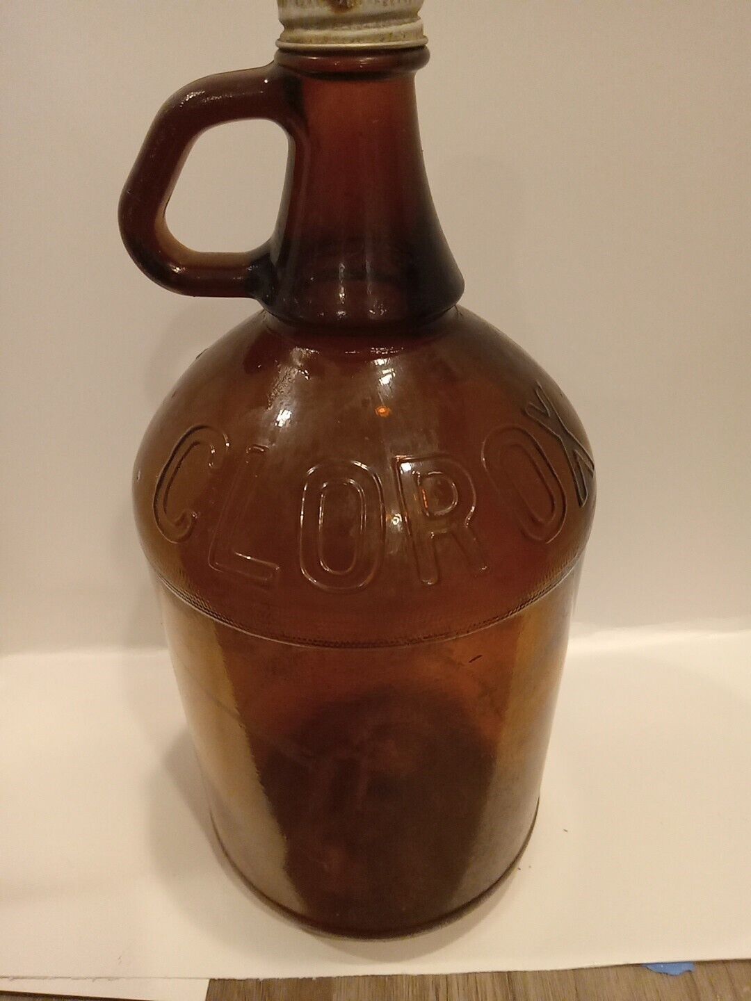 Vintage Glass Clorox Bottle Embossed Amber Brown  