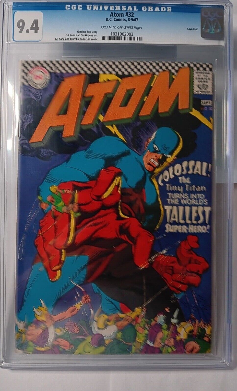 Atom # 32 DC Comics, 8-9/1967 CGC 9.4 *Savannah*