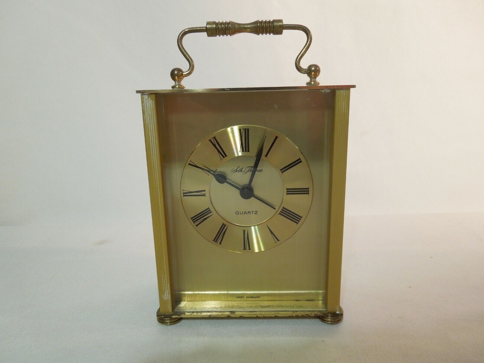 Seth Thomas Alarm Clock Brass Carriage Style Silent Running with Beeping Alarm 
