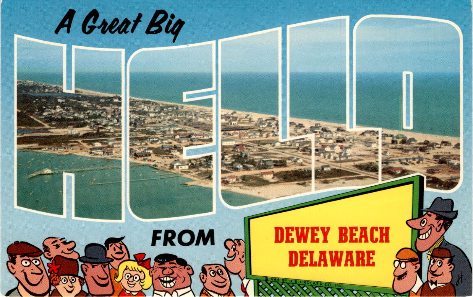 Dewey Beach, Delaware, coastal town, postcard, Johnny Marsh\'s Yacht Postcard