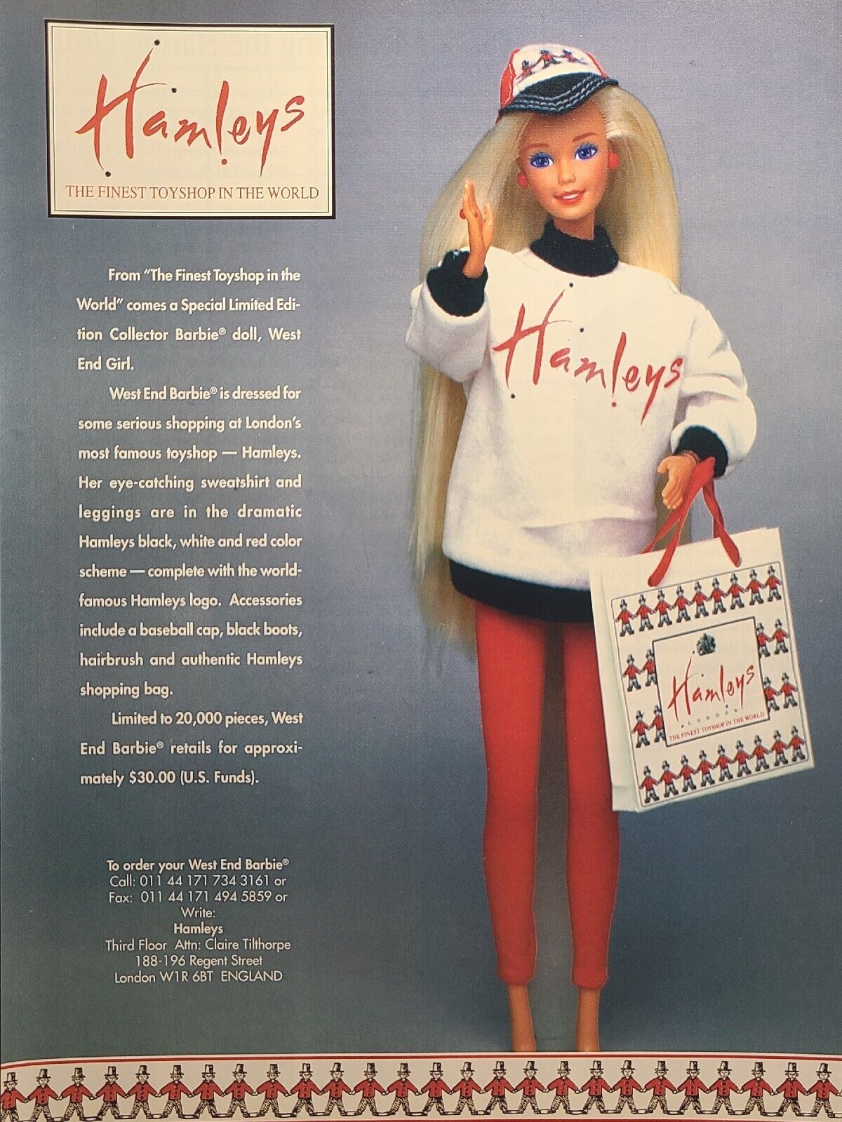 Hamley\'s World\'s Finest Toy Shop London West End Barbie Vintage Print Ad 1996