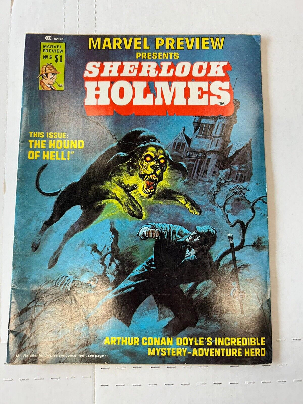MARVEL PREVIEW SHERLOCK HOLMES NO. 5 THE HOUND OF HELL MAGAZINE EXCELLENT  