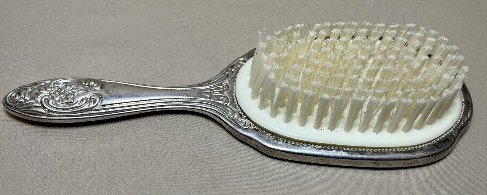 Vintage Victorian Silver Plated Hairbrush, 8 Inch Vanity Comb
