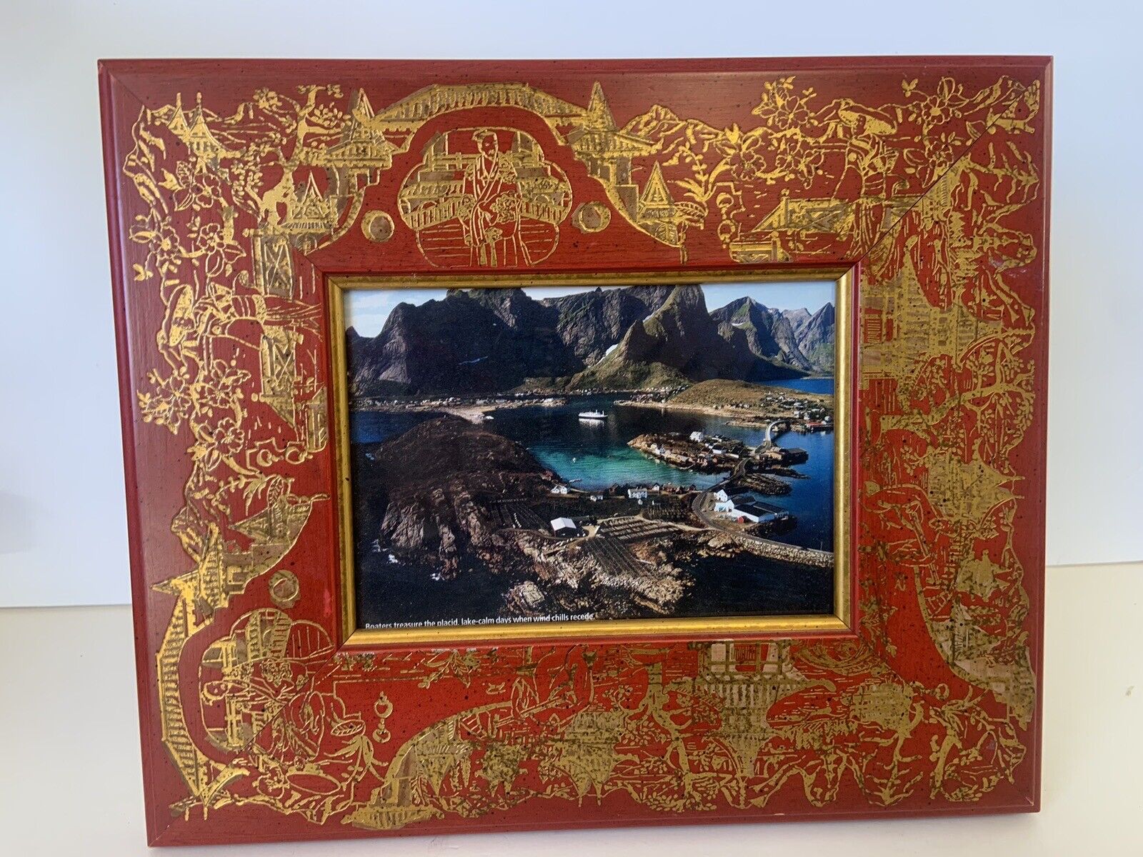 Vintage Chinoiserie Red Lacquer Designer Frame Martin A born 12.25\