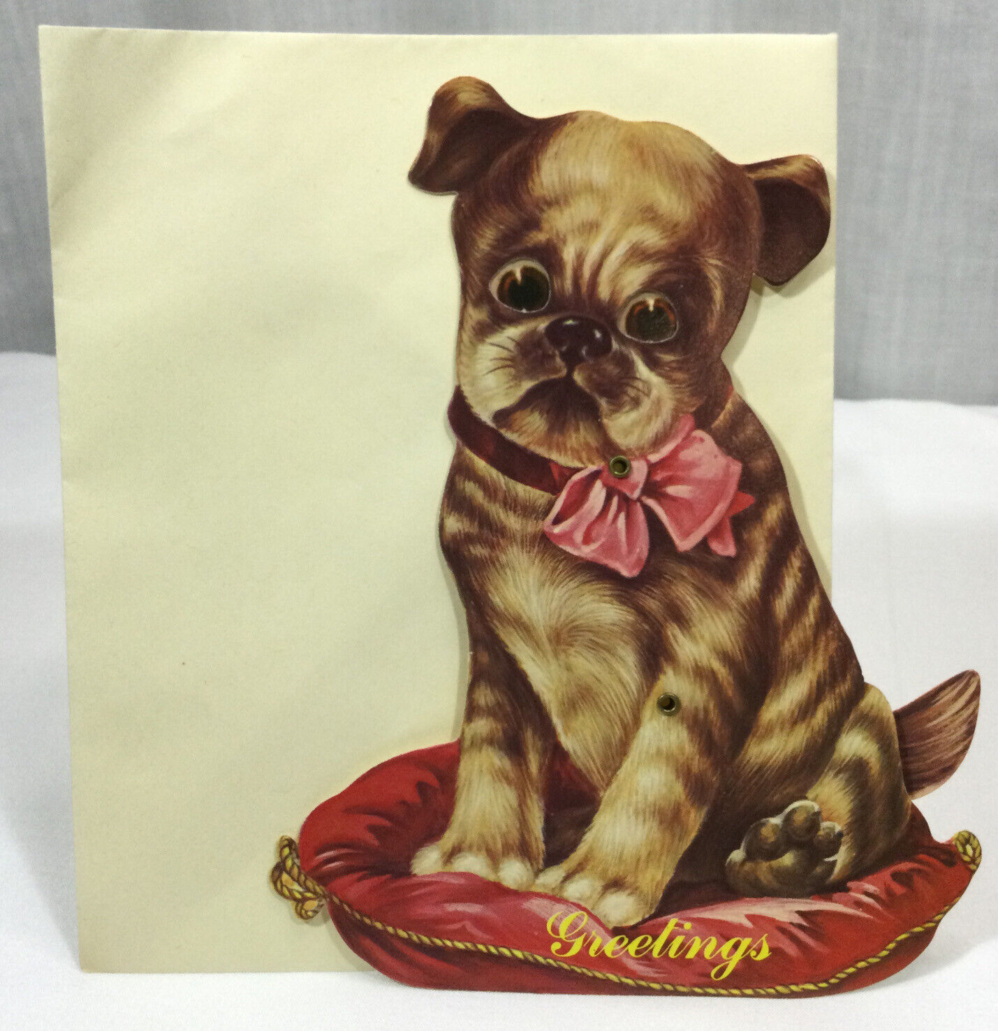 Vtg 1983 Merrimack Puppy Dog Tail Wagging Eye Moving Greeting Card