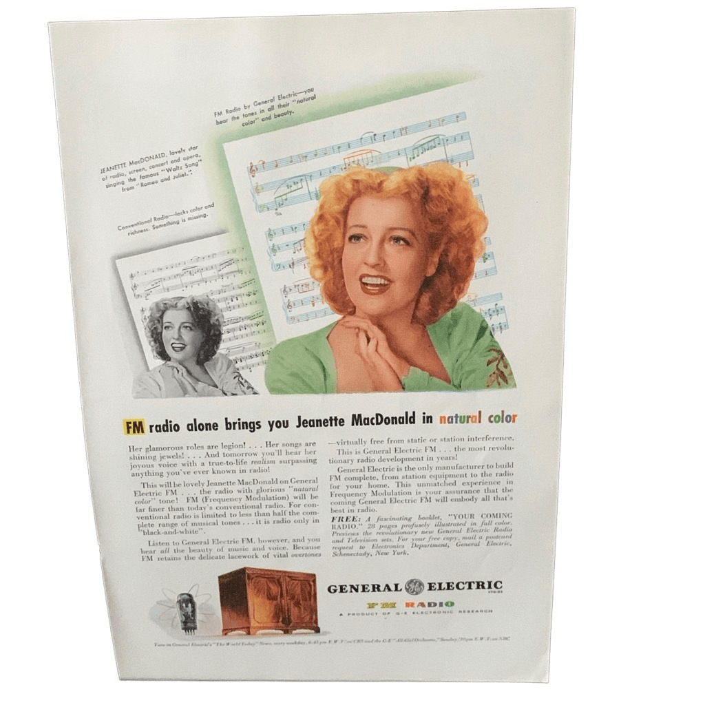 Vintage 1945 General Electric Radio Jeanette MacDonald Ad Advertisement
