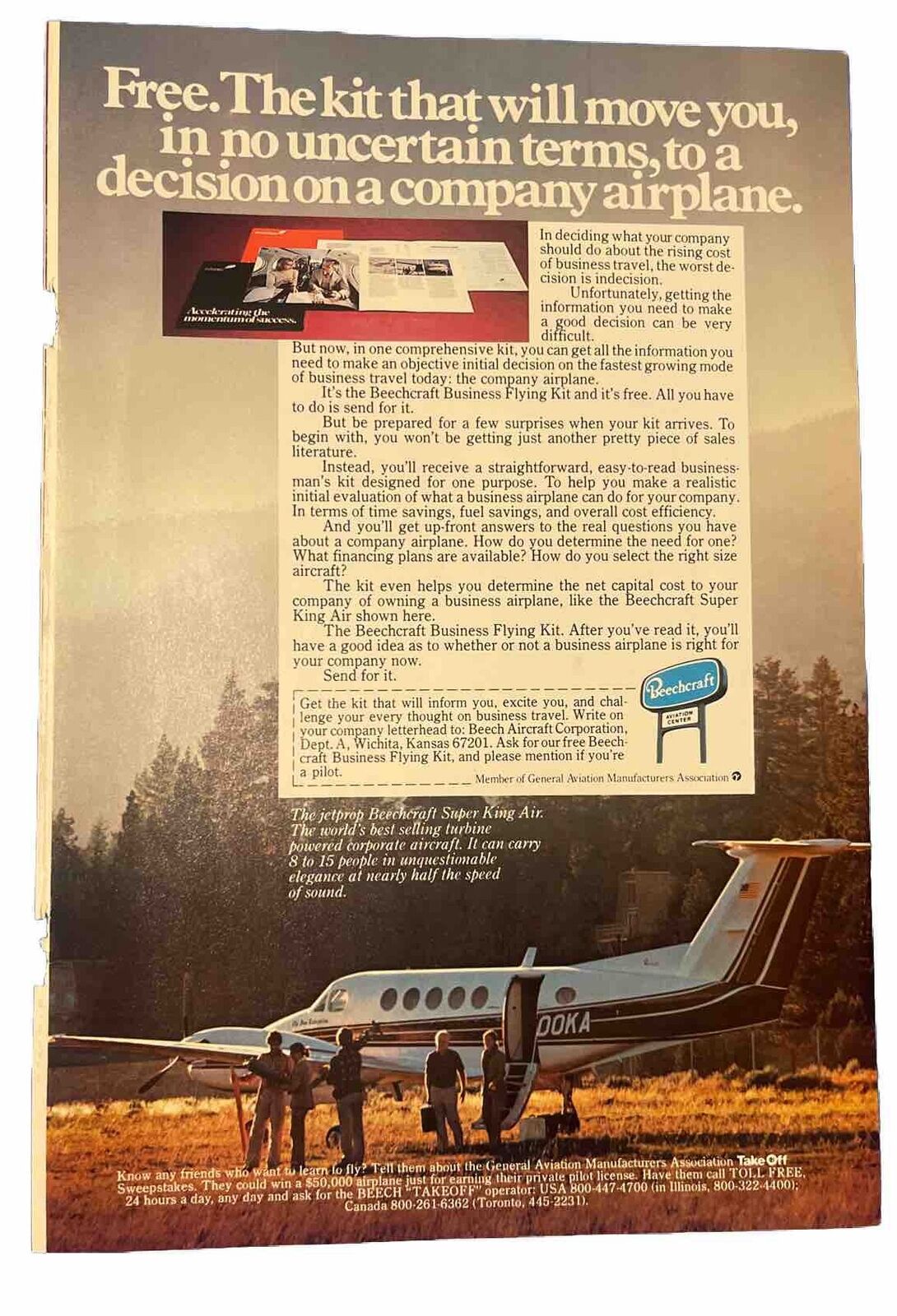 1970s Beechcraft Super King Air Print Ad 10” X 6.75”