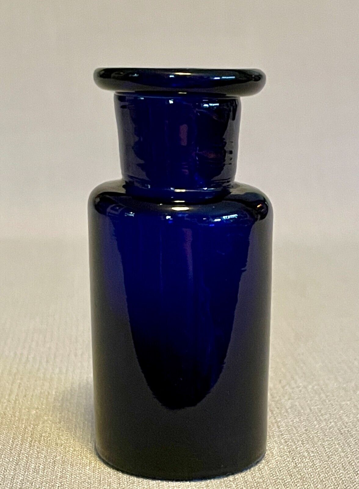Early Deep Indigo Blue Blown Glass Medicine Bottle - Applied Lip - No Stopper