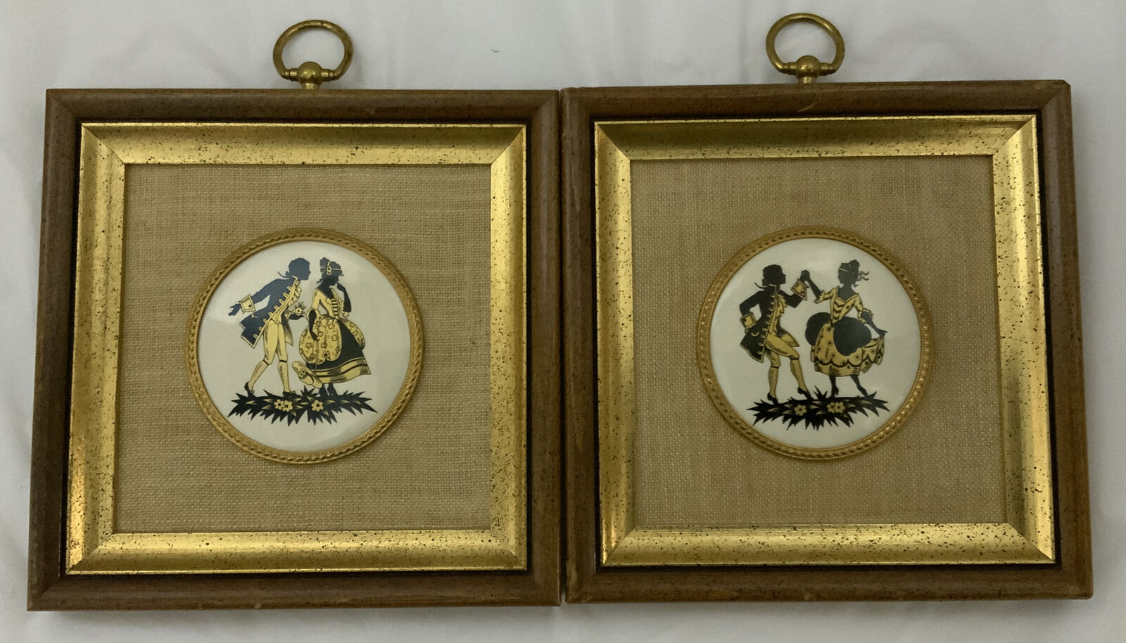 Vintage B&S Creations Porcelain “Victorian Couple” Framed Silhouettes, Set Of 2