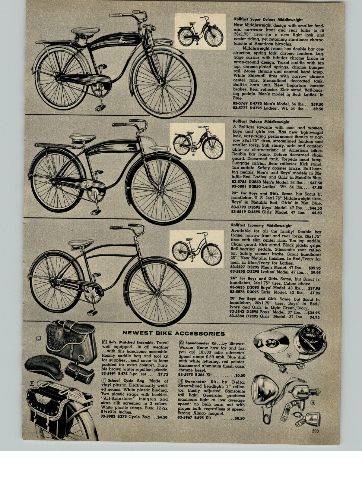 1956 PAPER AD Rollfast Super Deluxe Bicycle Tank Light Groucho Marx Quiz Game