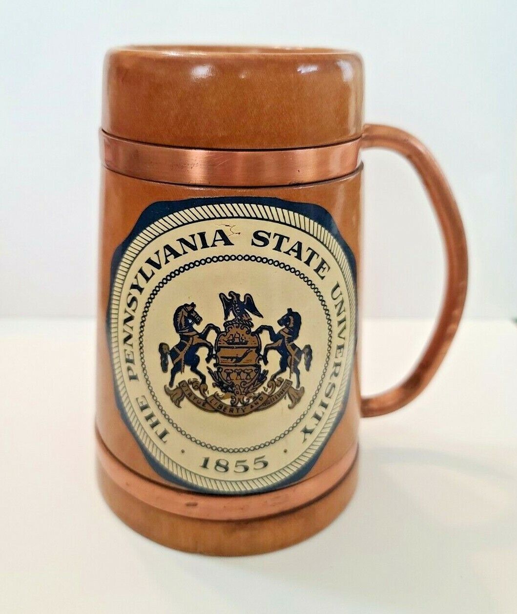 Vintage Penn State University PSU Wooden Metal Beer Stein Mug Cup Pennsylvania 
