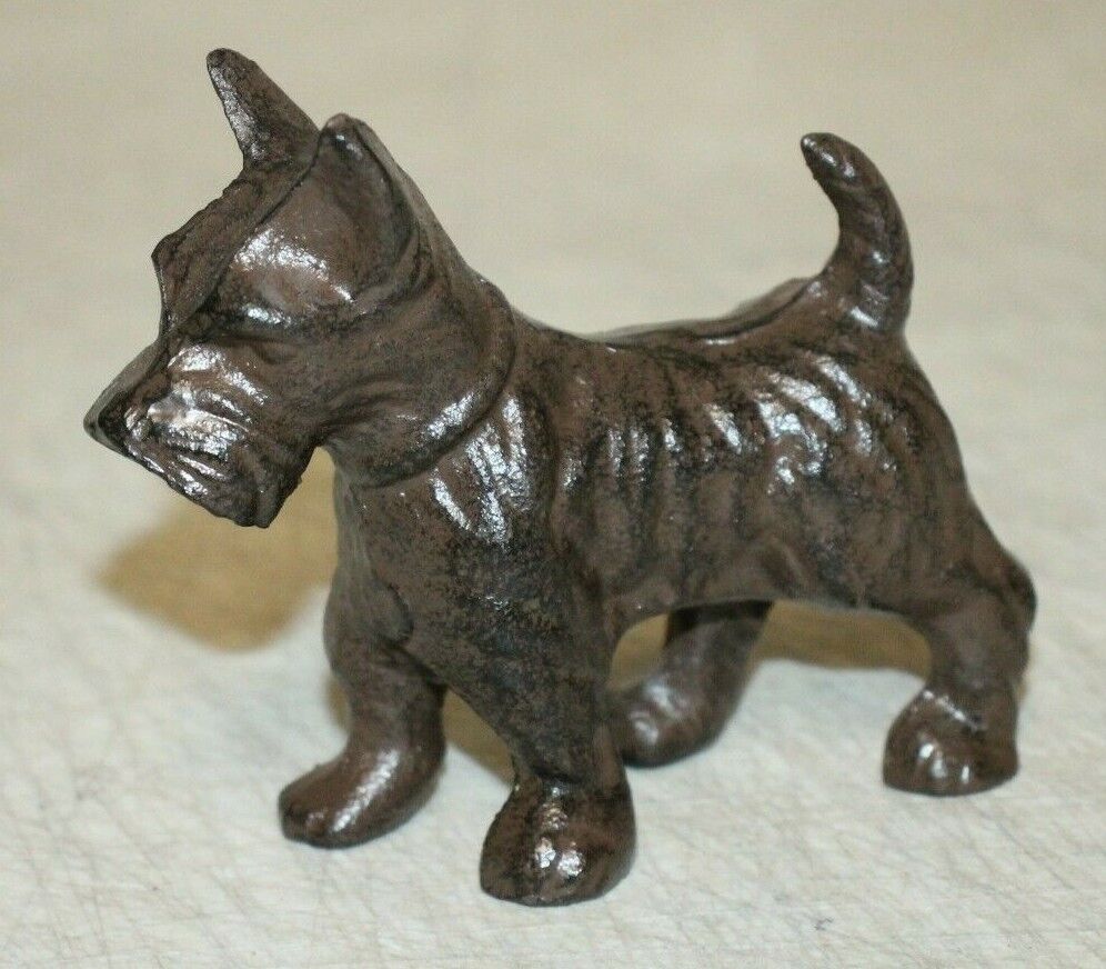 SCOTTISH TERRIER SCOTTIE DOG Heavy Cast Iron STATUE PAPERWEIGHT SMALL 5\'\' x 4\'\'
