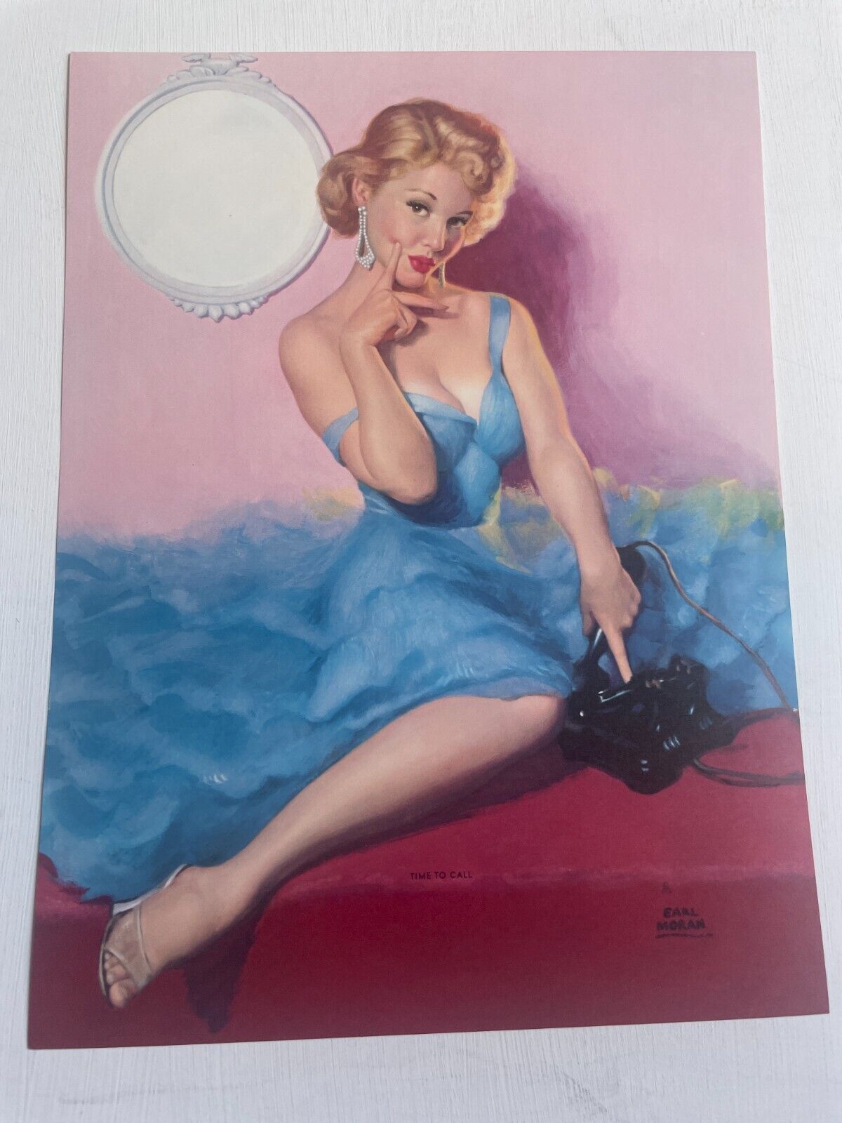Vintage 1950's Pinup Girl Picture by Earl Moran- Flirty Blond Waiting For Call