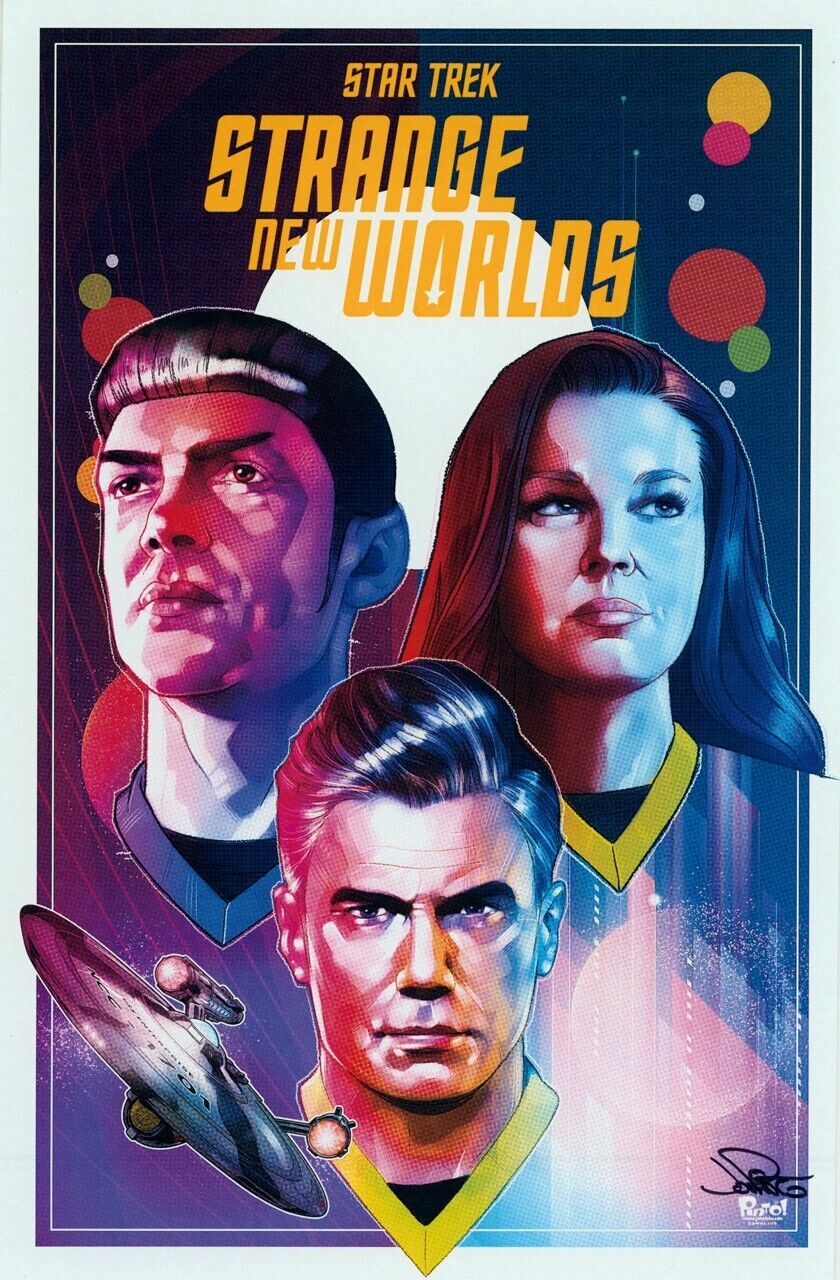 Jon Pinto SIGNED CBS Art Print ~ Star Trek Strange New Worlds Pike Spock & Una