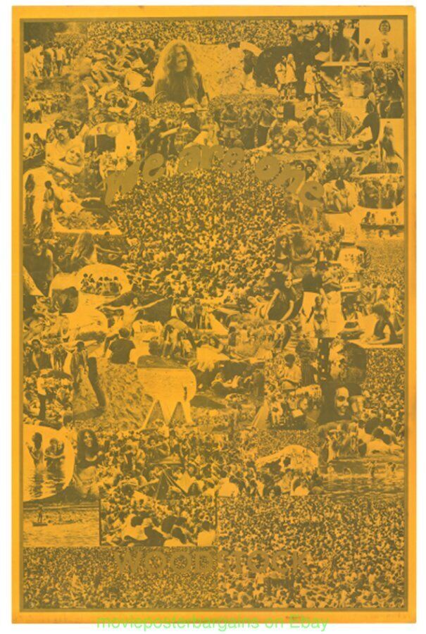 WOODSTOCK POSTER Original Rolled EARLY 1970S Collage Mint