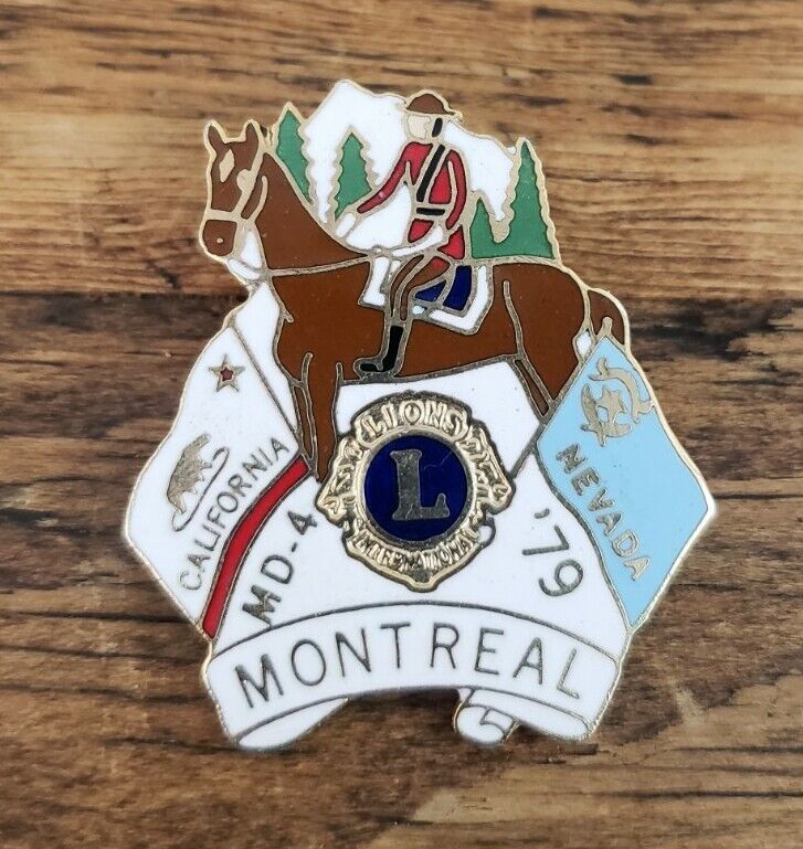 Vintage 1979 Lions Club Pin California Nevada Montreal Horse