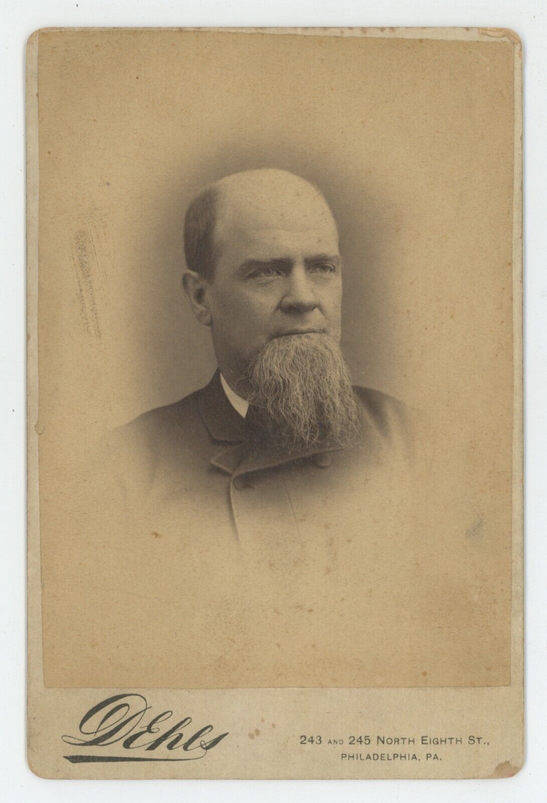 Antique c1880s ID'd Cabinet Card Man Named John Anderson Beard  Philadelphia, PA
