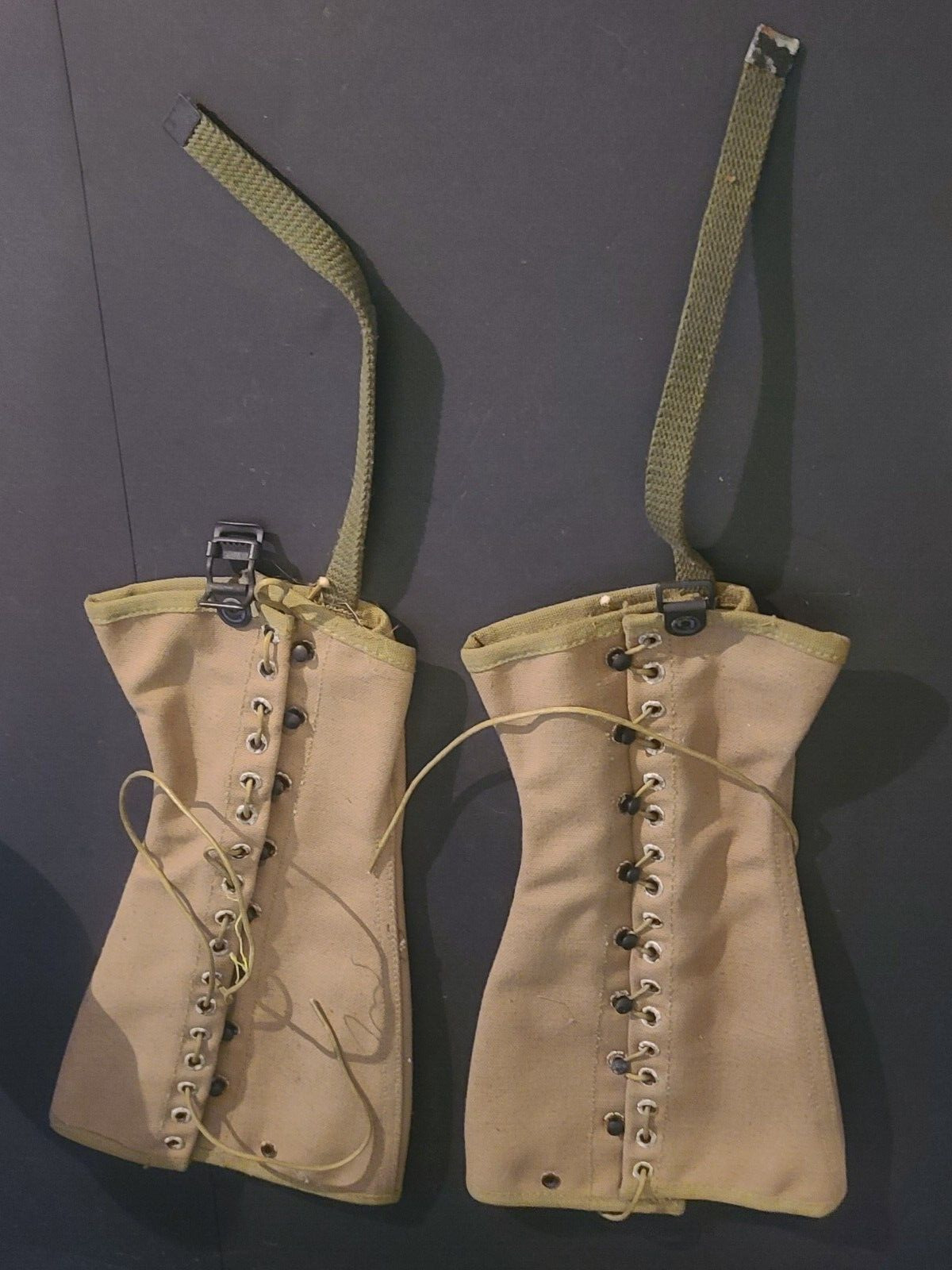 GENUINE ORIGINAL US WW2 WWII Victory MFG INC Canvas Leggings Gaiters Size 2R