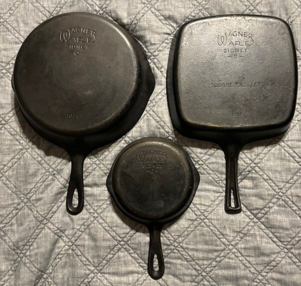 Vintage, Wagner Ware Sidney -0-Lot Of 3 Pans. Great Shape, 