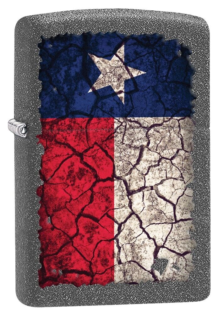 Zippo Lighter, Texas Flag, Cracked Soil - Iron Stone 80675