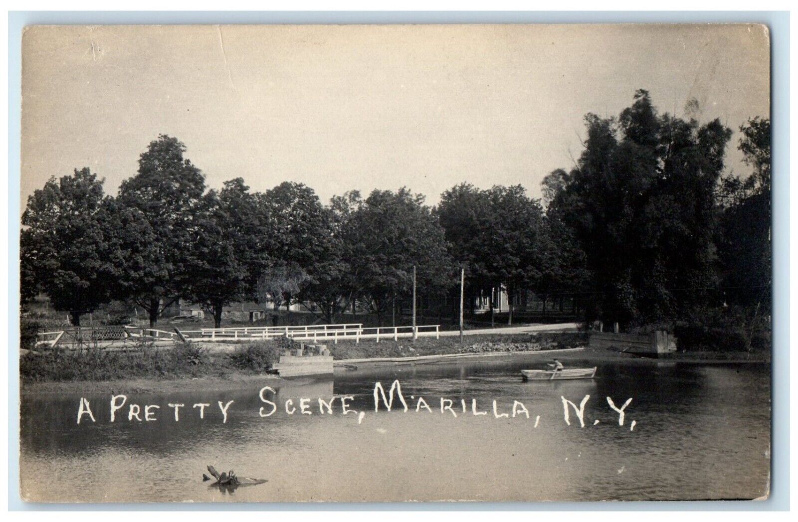 c1910\'s A Pretty Scene Mill Pond Marilla New York NY RPPC Photo Antique Postcard