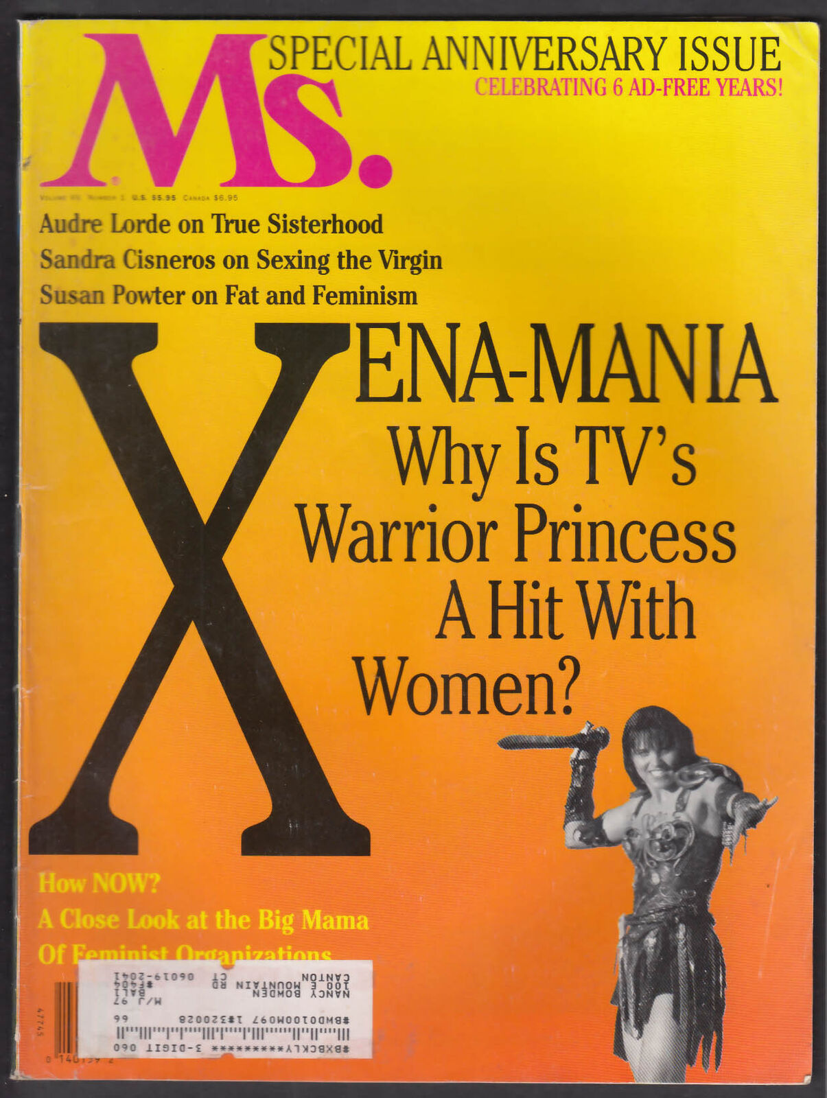MS. Xena Warrior Princess Audre Lorde Sandra Cisneros Susan Powter + 7-8 1996