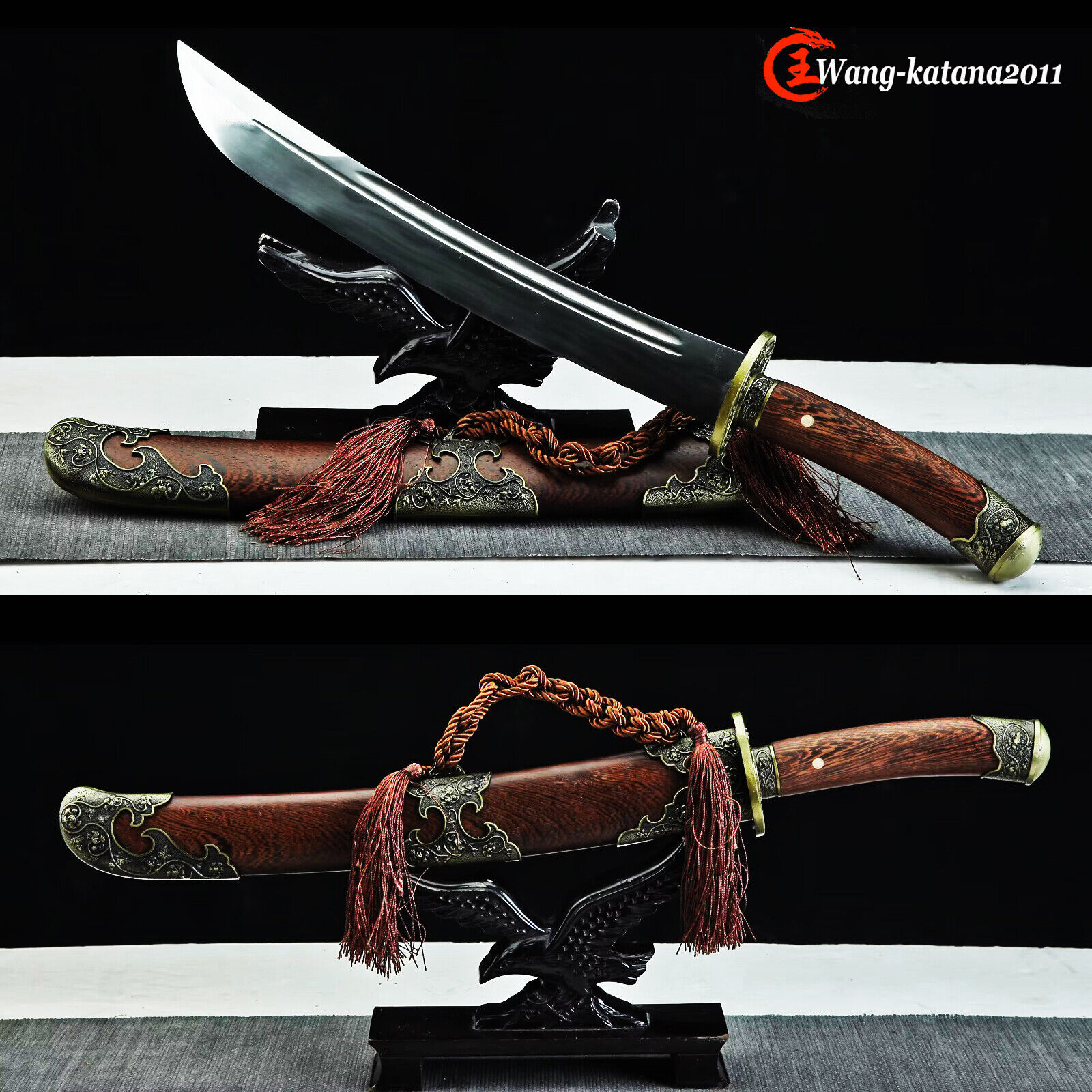20\'\'Chinese Tanto 1095 Steel Rosewood Qing Dynasty DAO Self-defence Short Sword