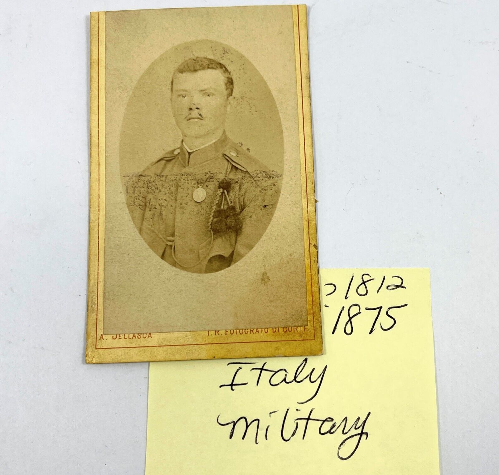 Cabinet Card Antique Photo Ragusa Italy Italian Soldier 2.5x4